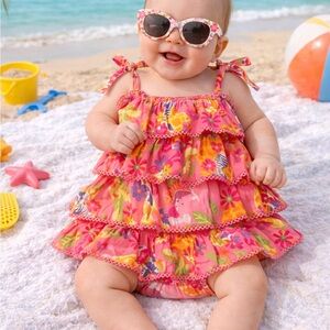 Baby Girl Summer Floral Dress & Diaper Cover Set | 6 Months